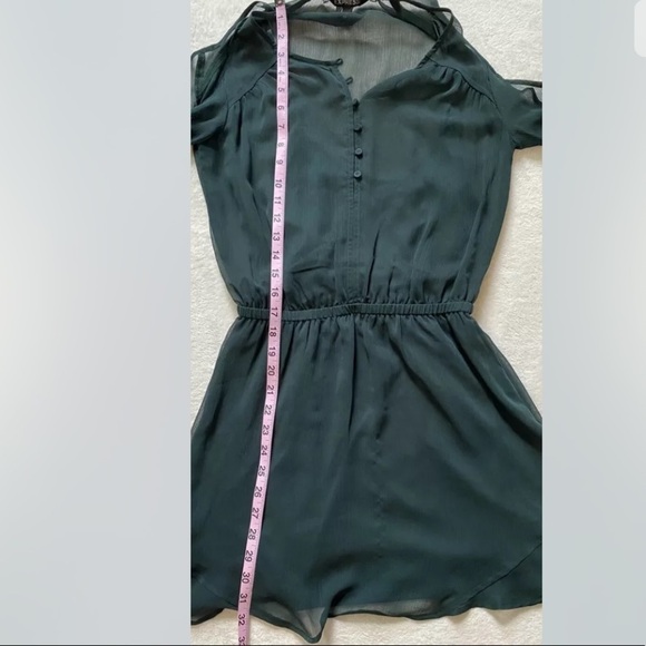 Express Green Sheer Layered Lined Slit Long Sleeve Flowy Boho Dress Women’s XS - Picture 6 of 7